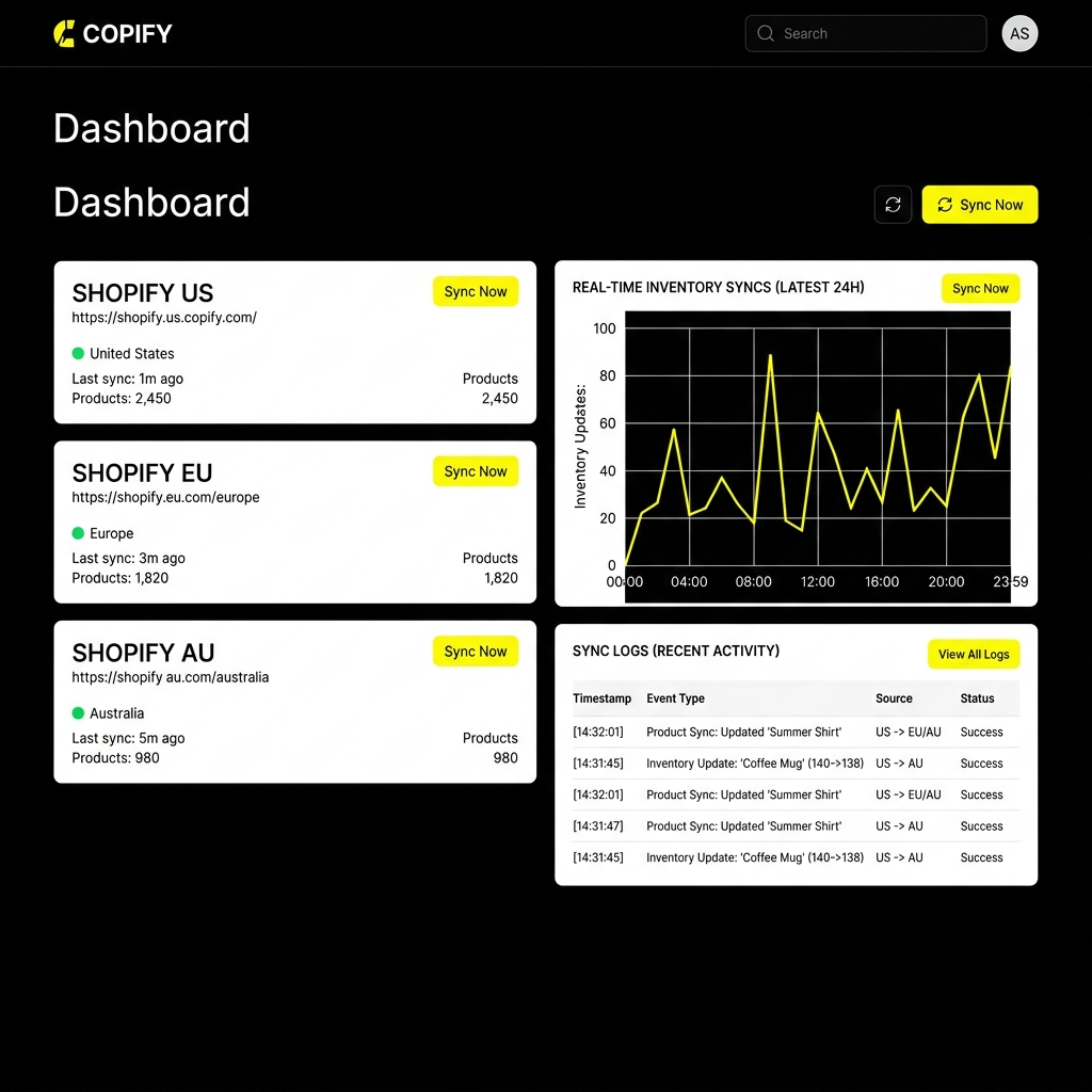 Copify sync dashboard